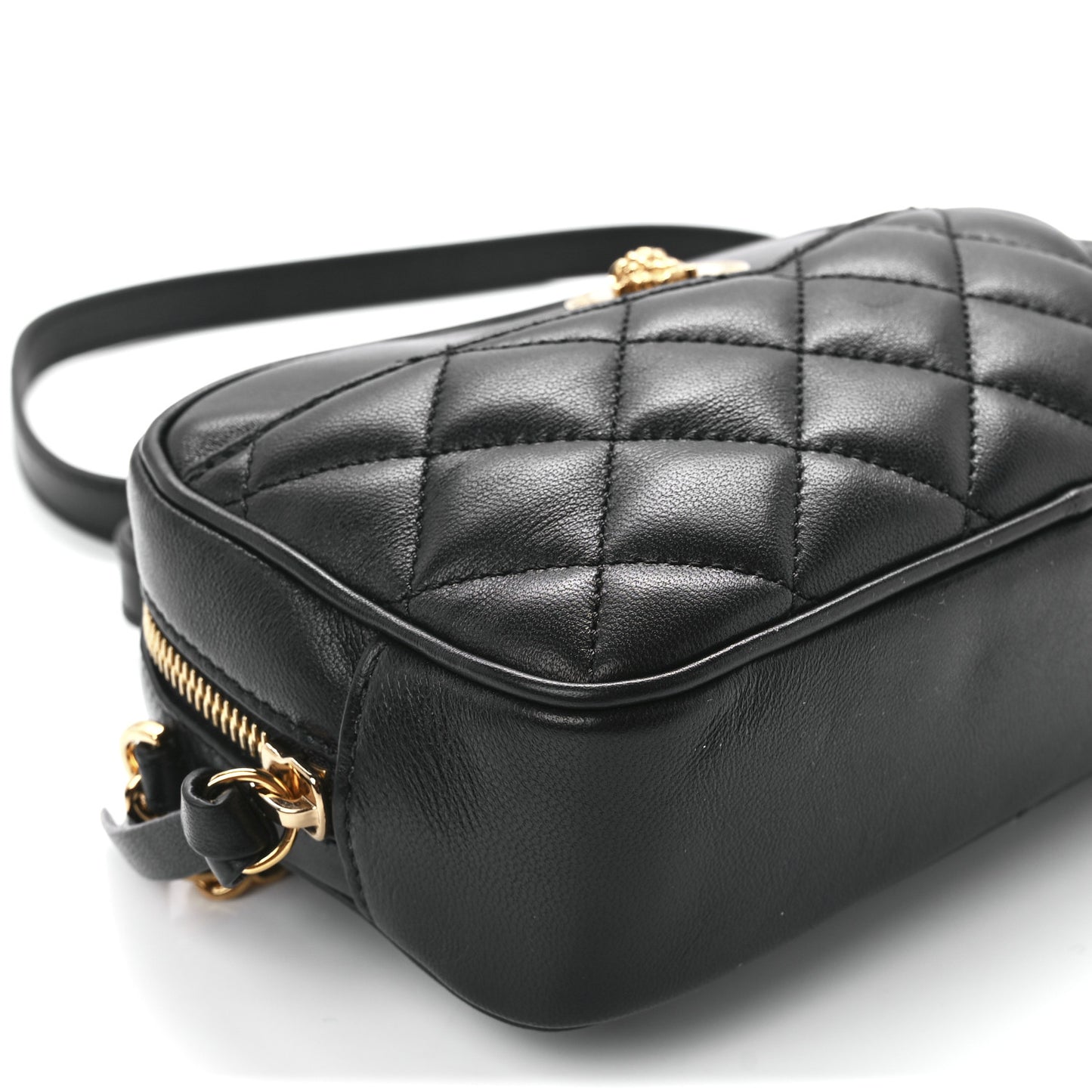 Nappa Quilted Medusa Camera Bag Black