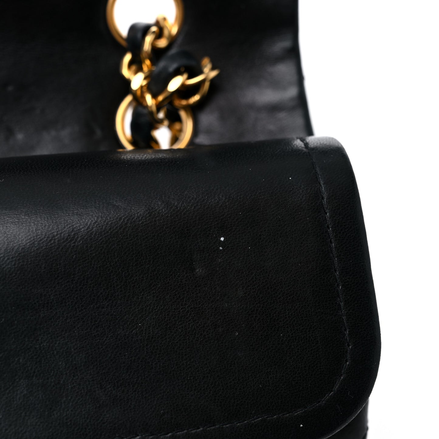 Lambskin Quilted Medium Double Flap Black