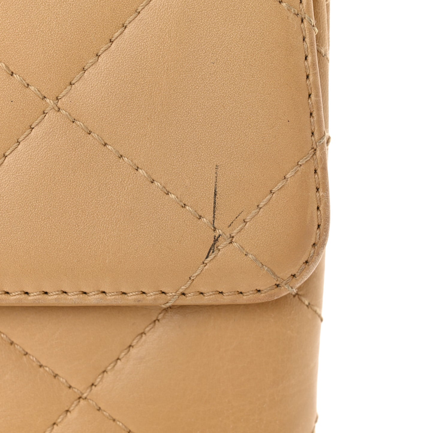 Lambskin Quilted Medium Single Flap Beige