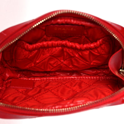 Chanel Patent Quilted Small Curvy Pouch Cosmetic Case Red 5 of 10