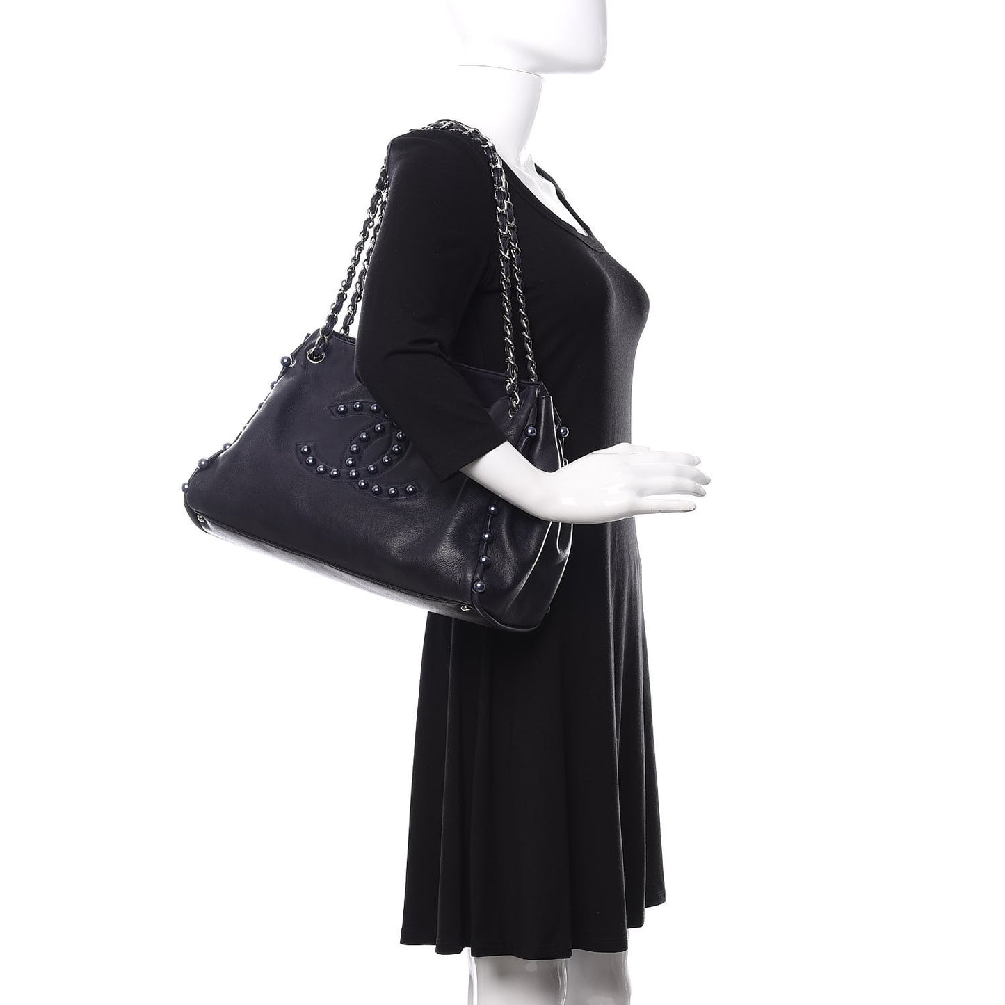 Lambskin Pearl Obsession Tote Navy