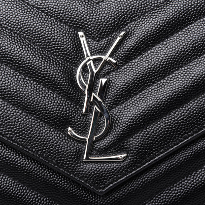 Saint Laurent Grain De Poudre Matelasse Chevron Monogram Chain Wallet Black 9 of 11
