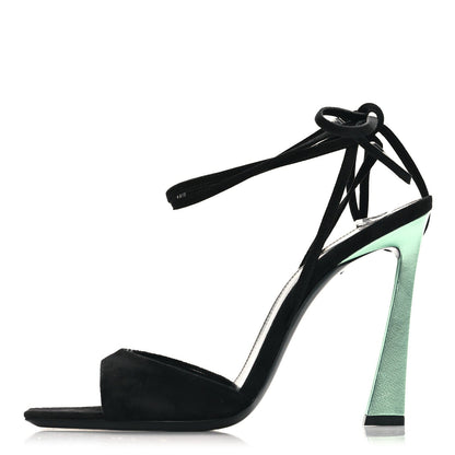 Saint Laurent Suede Paz 105 Ankle Strap Sandals 39 Hope Green 1 of 7