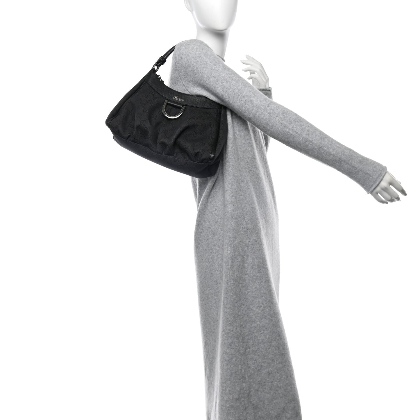 Monogram Medium D Gold Ring Hobo Black