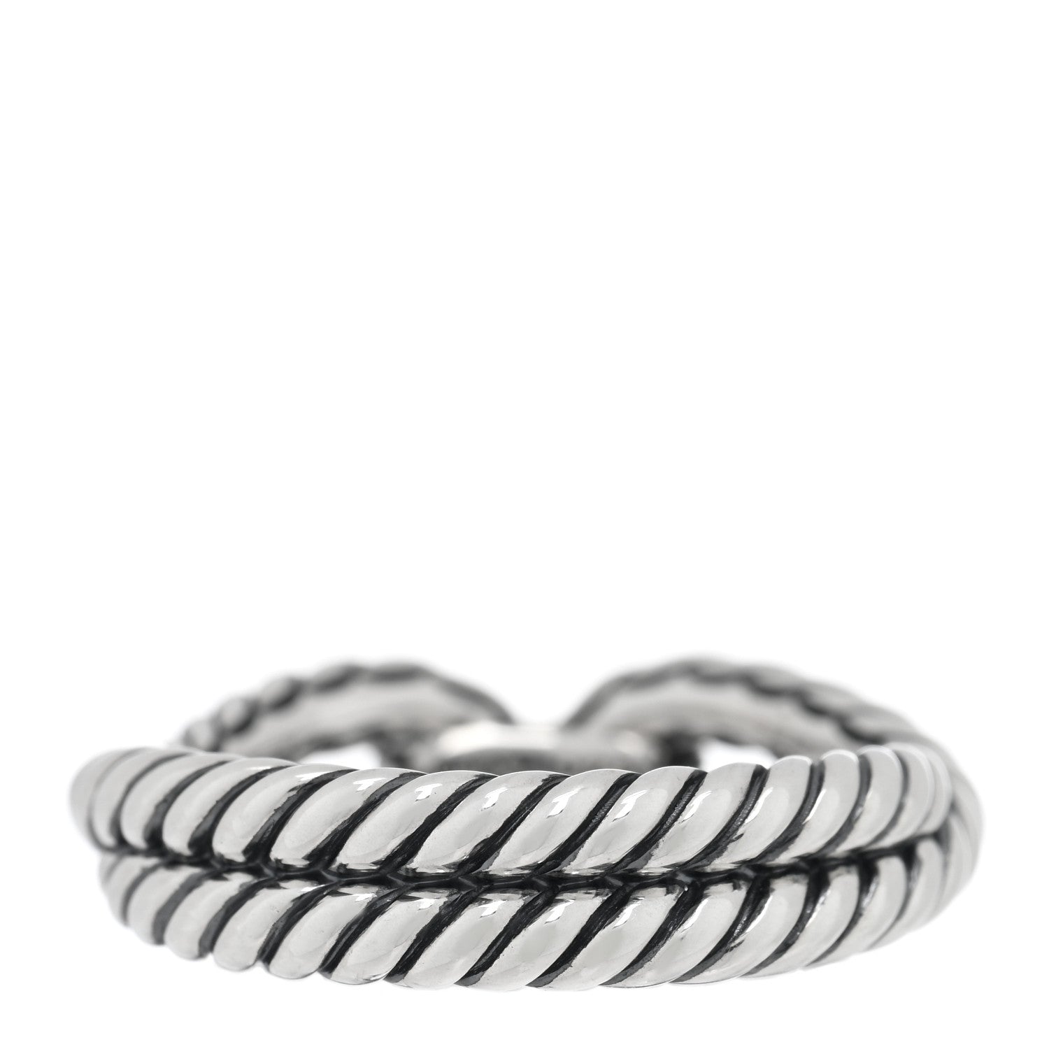 David Yurman Sterling Silver 18K Yellow Gold Cable Loop Ring 54 6.75 3 of 4