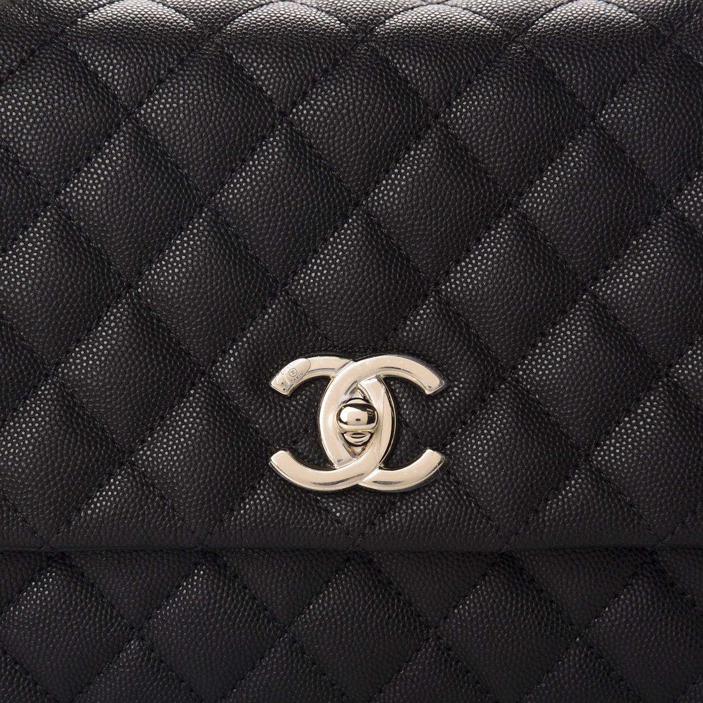 Caviar Quilted Small Coco Handle Flap Black