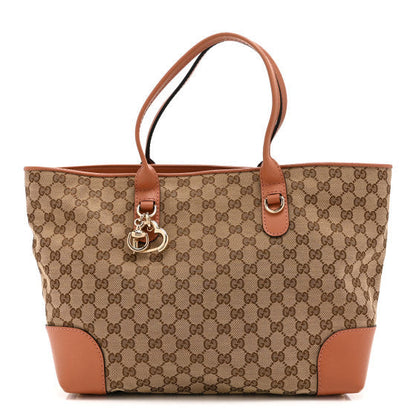 Gucci Monogram Large Heart Bit Charm Top Handle Tote Coral 1 of 9