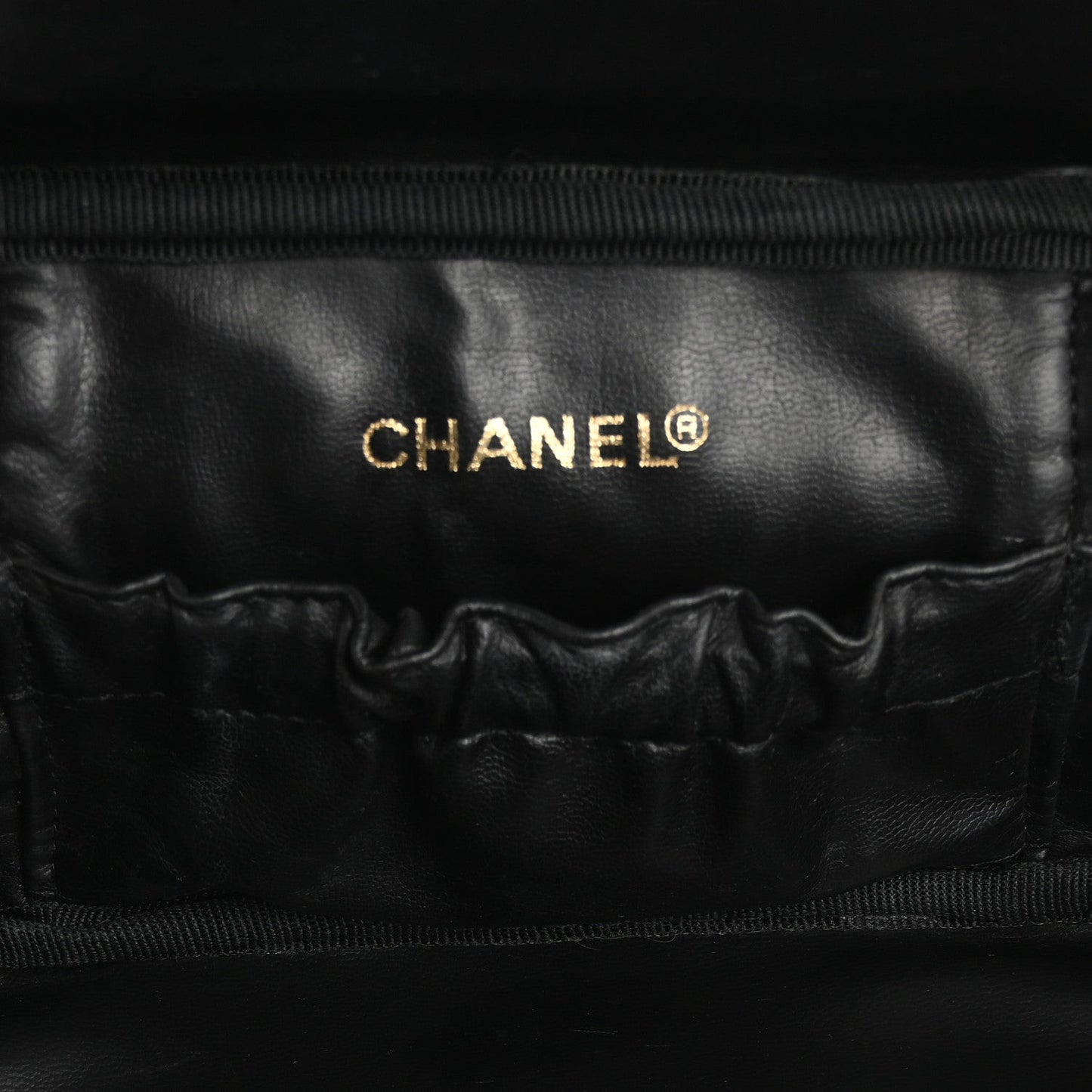 Lambskin Vanity Cosmetic Case Black