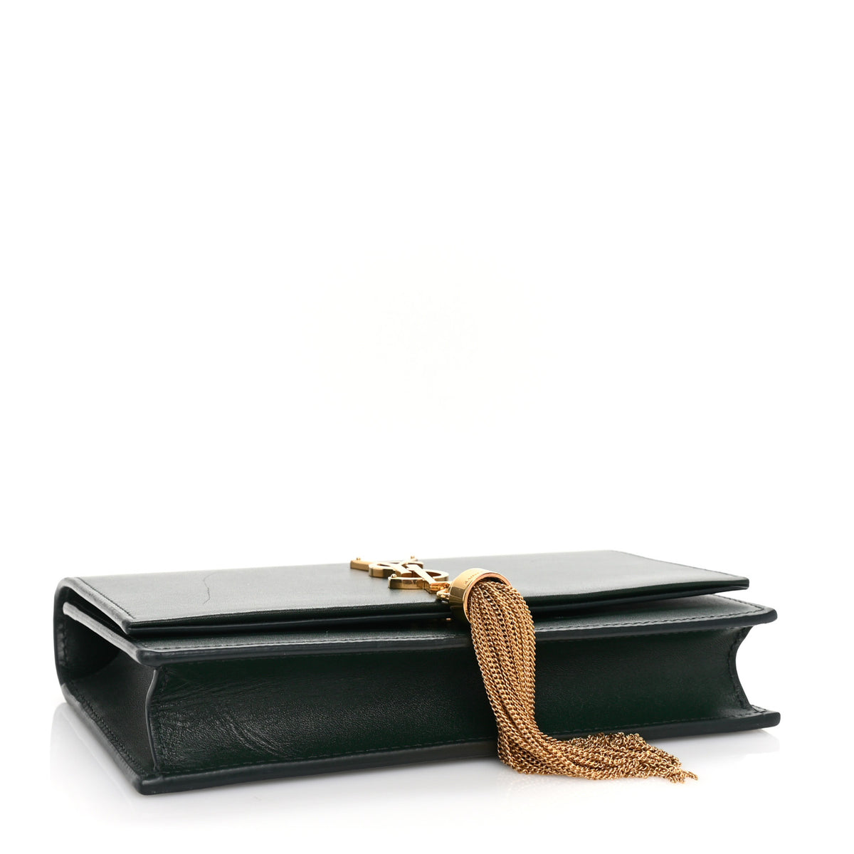 Smooth Calfskin Classic Monogram Kate Tassel Chain Wallet Dark Leaf