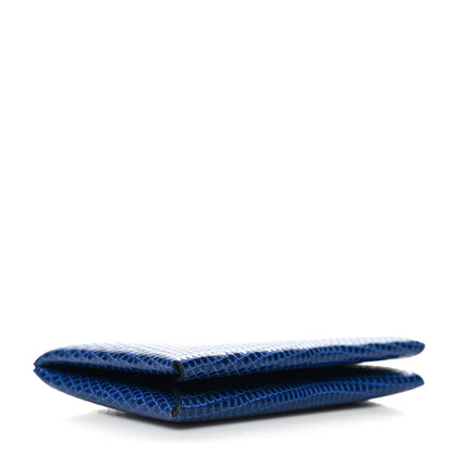 Hermes Lizard Calvi Card Case Bleu Saphir 4 of 11