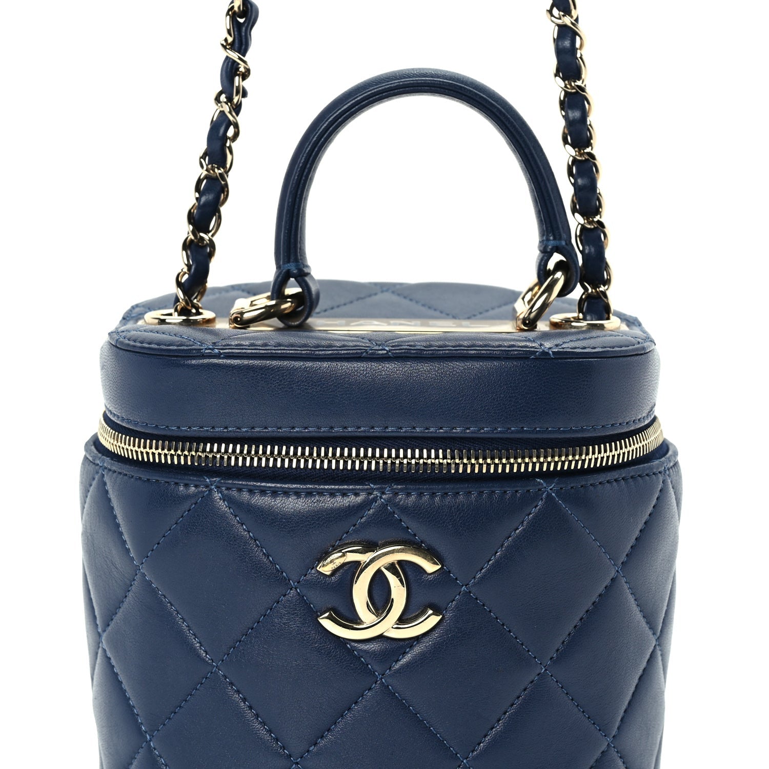 Chanel Lambskin Quilted Trendy Vanity Case Blue 7 of 9