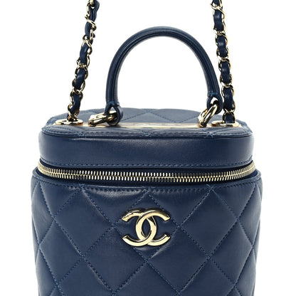 Chanel Lambskin Quilted Trendy Vanity Case Blue 7 of 9