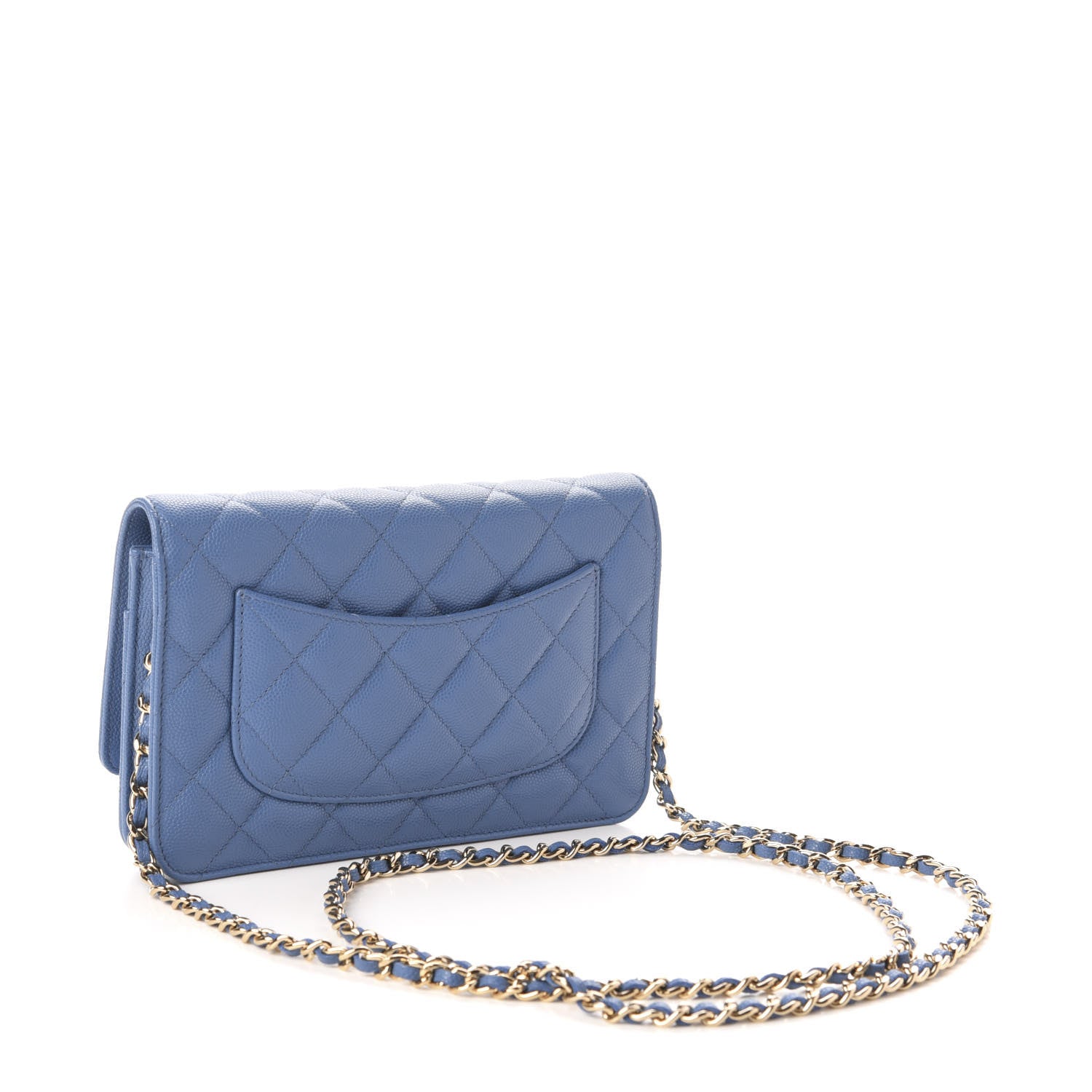 Chanel Caviar Quilted Wallet On Chain WOC Blue 3 of 12