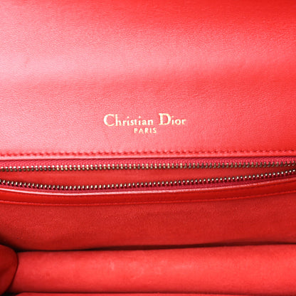 Christian Dior Calfskin Studded Medium Diorama Flap Bag Red 5 of 7