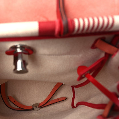 Hermes Vache Hunter Toile H Vibration Herbag a Dos Retourne Backpack  Bordeaux Ficelle Rouge Piment 4 of 9
