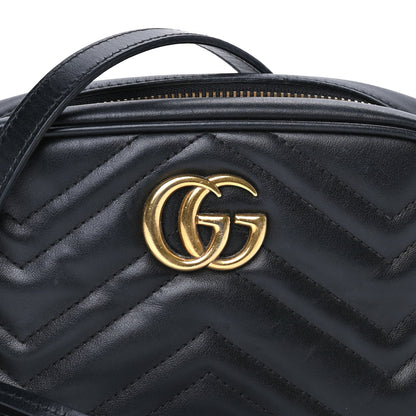 Gucci Calfskin Matelasse Mini GG Marmont Chain Shoulder Bag  Black 7 of 7