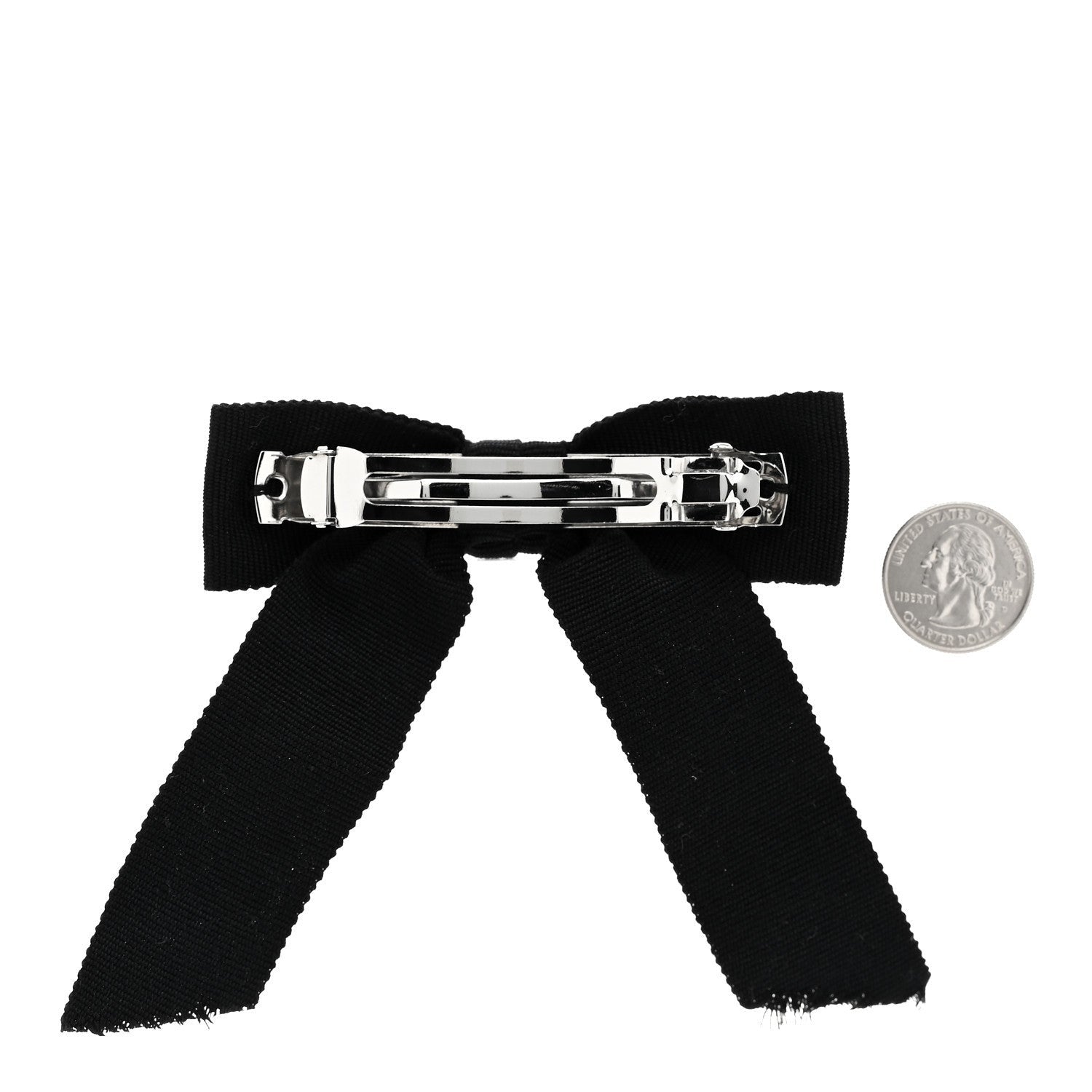 Chanel Grosgrain Bow CC Hair Clip Black 2 of 3