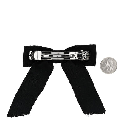 Chanel Grosgrain Bow CC Hair Clip Black 2 of 3