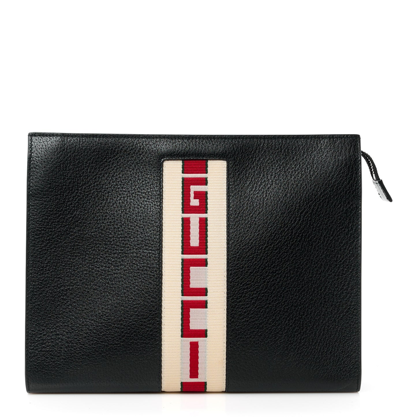 Textured Dollar Calfskin Nylon Gucci Stripe New Web Cosmetic Case Black Ecru Verde Rosso