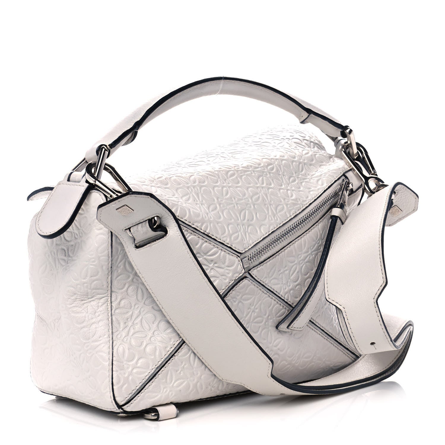 Loewe Calfskin Embossed Small Puzzle Bag White 3 of 12