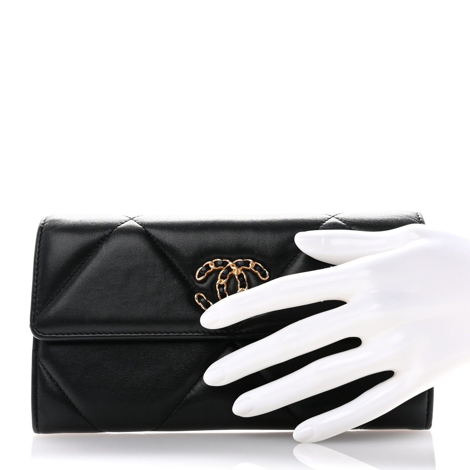 Chanel Lambskin Quilted Chanel 19 Flap Wallet Black 2 of 13