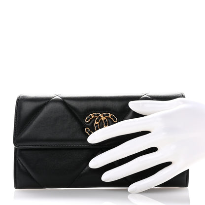 Chanel Lambskin Quilted Chanel 19 Flap Wallet Black 2 of 13