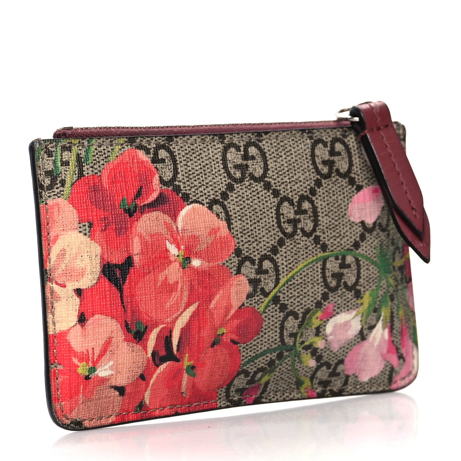 Gucci GG Supreme Monogram Blooms Key Ring Coin Case Beige Multicolor Dry Rose 3 of 7