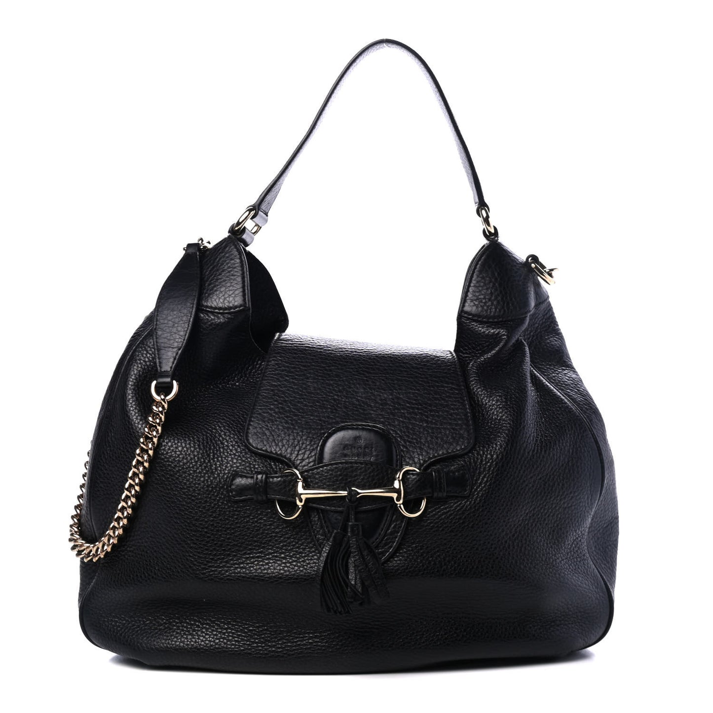 Pebbled Calfskin Medium Emily Hobo Black