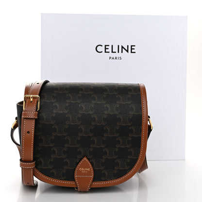 Celine Triomphe Canvas Medium Folco Bag Tan 10 of 10