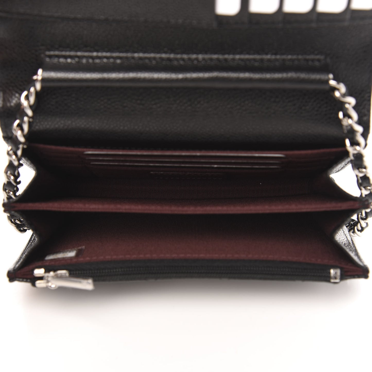 Caviar Quilted Mini Wallet On Chain WOC Black