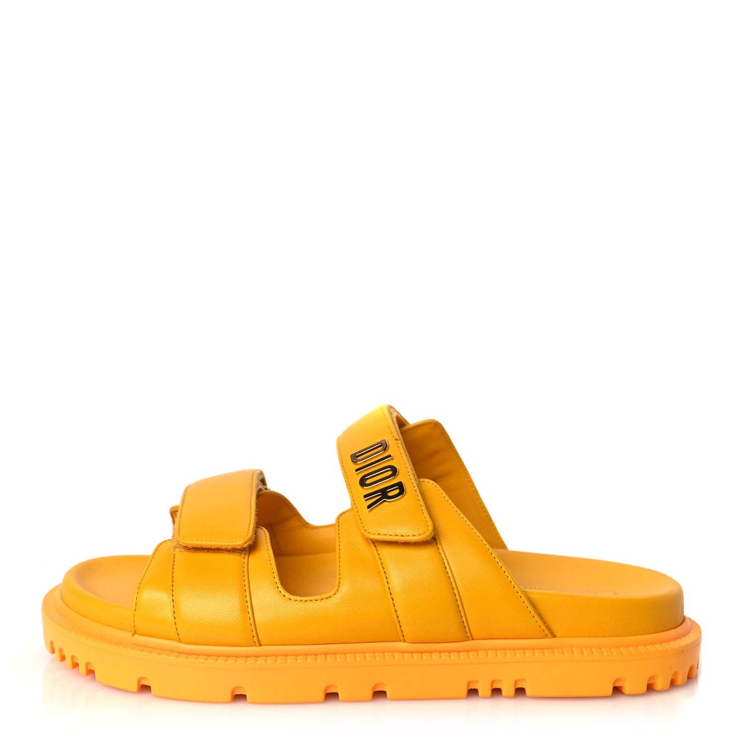 Christian Dior Lambskin Dioract 10mm Slide Sandals 37.5 Amber Yellow 1 of 8