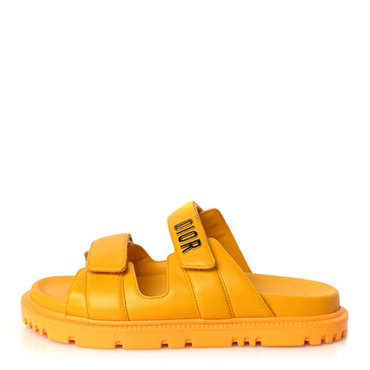 Christian Dior Lambskin Dioract 10mm Slide Sandals 37.5 Amber Yellow 1 of 8