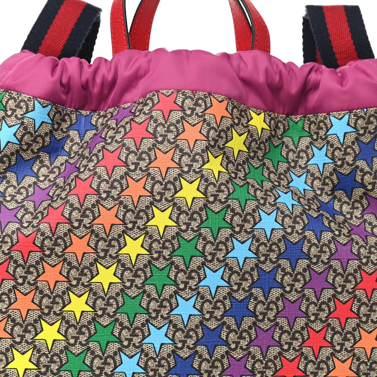 Soft GG Supreme Monogram Star Print Childrens Drawstring Backpack Multicolor