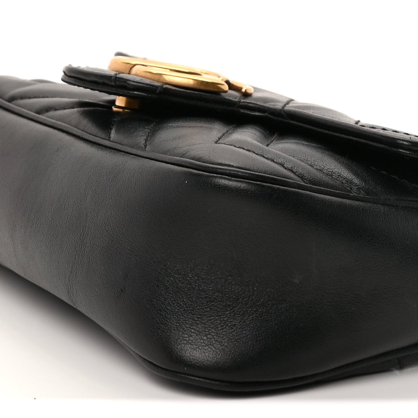 Calfskin Matelasse Super Mini GG Marmont Shoulder Bag  Black