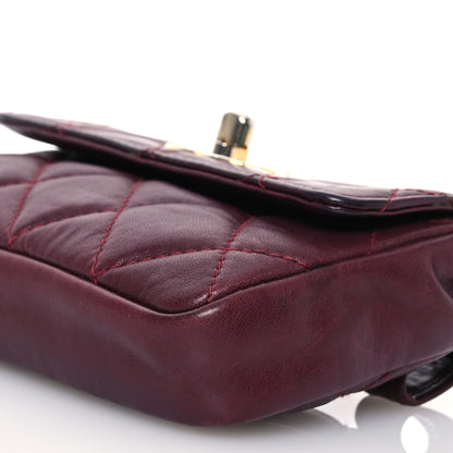 Chanel Lambskin Diamond Stitched Waist Chain Belt Flap Bag Burgundy 9 of 17
