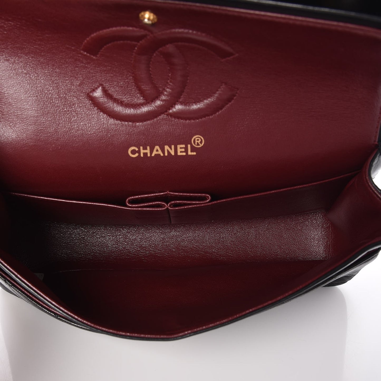 Lambskin Quilted Medium Double Flap Black