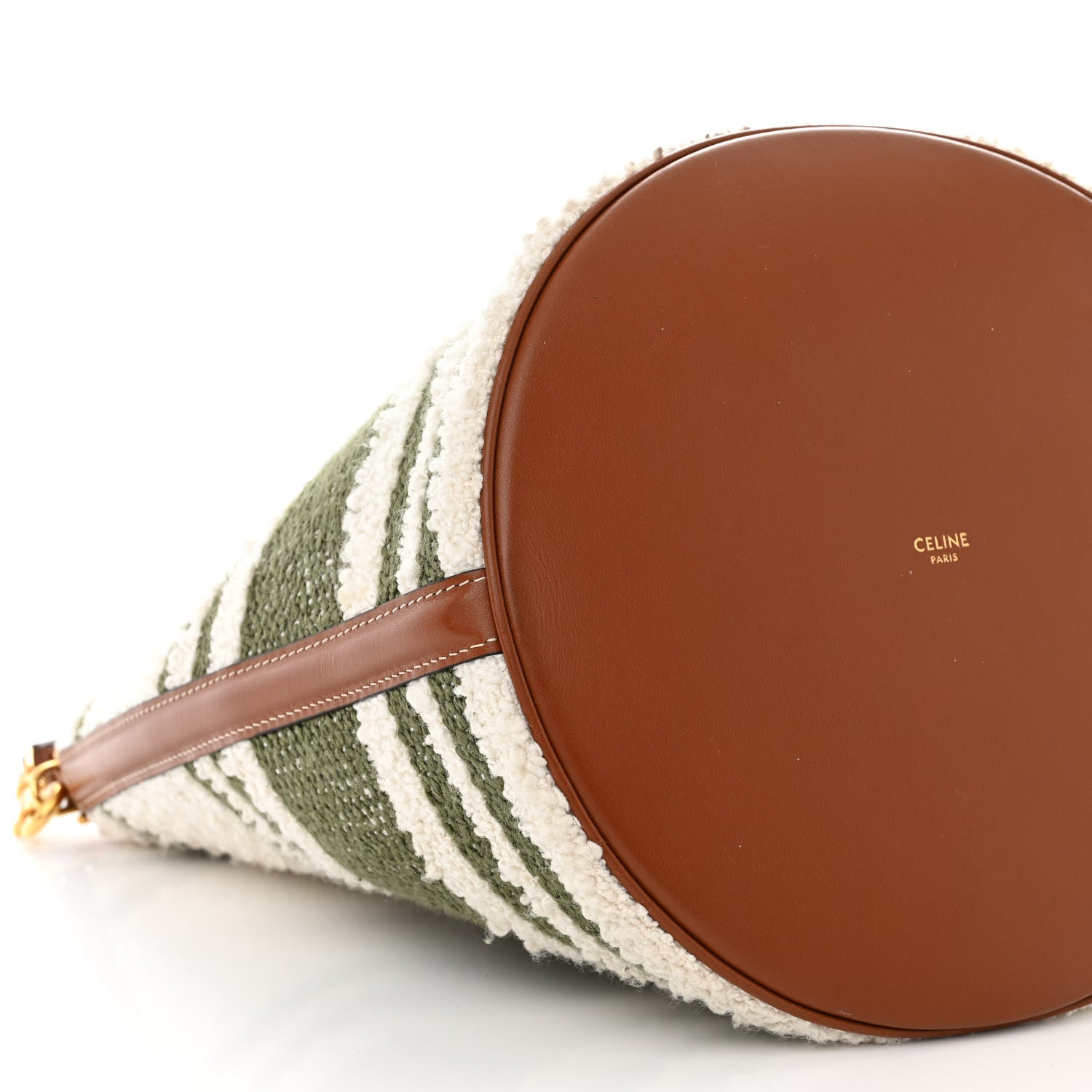 Celine Canvas Smooth Calfskin Logo Bucket 16 Bag Khaki Beige Tan 11 of 13