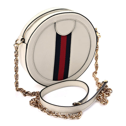 Gucci Textured Calfskin Web Mini Ophidia Round Shoulder Bag Mystic White 2 of 7