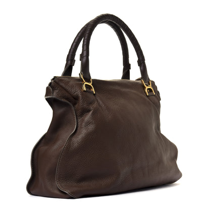 Chloe Calfskin Large Marcie Satchel Brown Seed 2 of 6