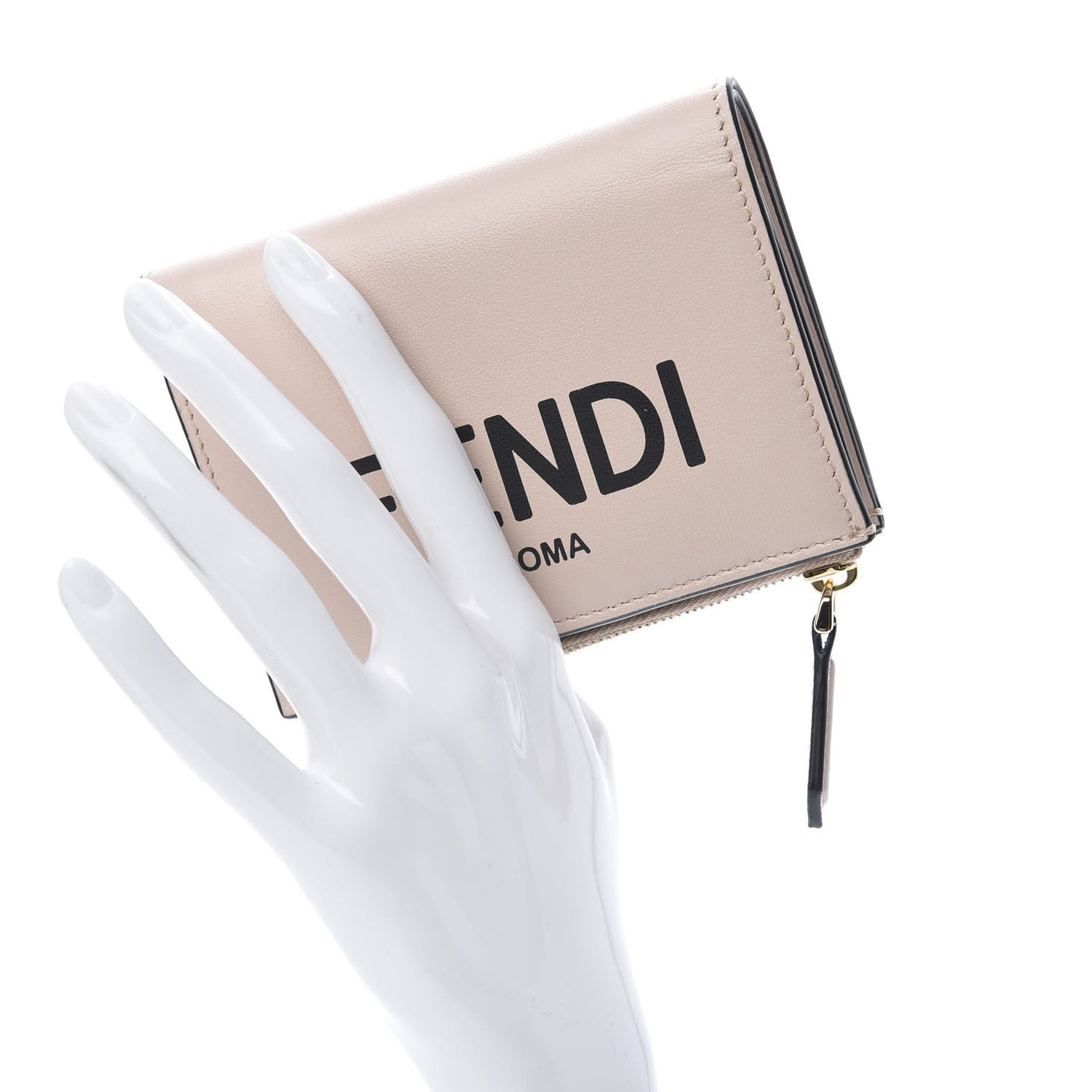 Vitello Fluffy Logo Medium Wallet Rosa Quarzo Black