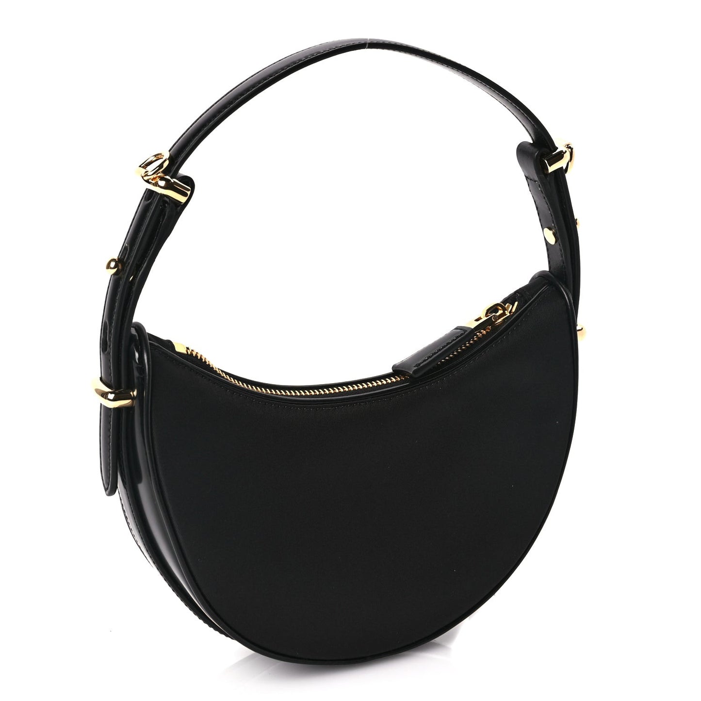 Re-Nylon Spazzolato Mini Arque Shoulder Bag Black