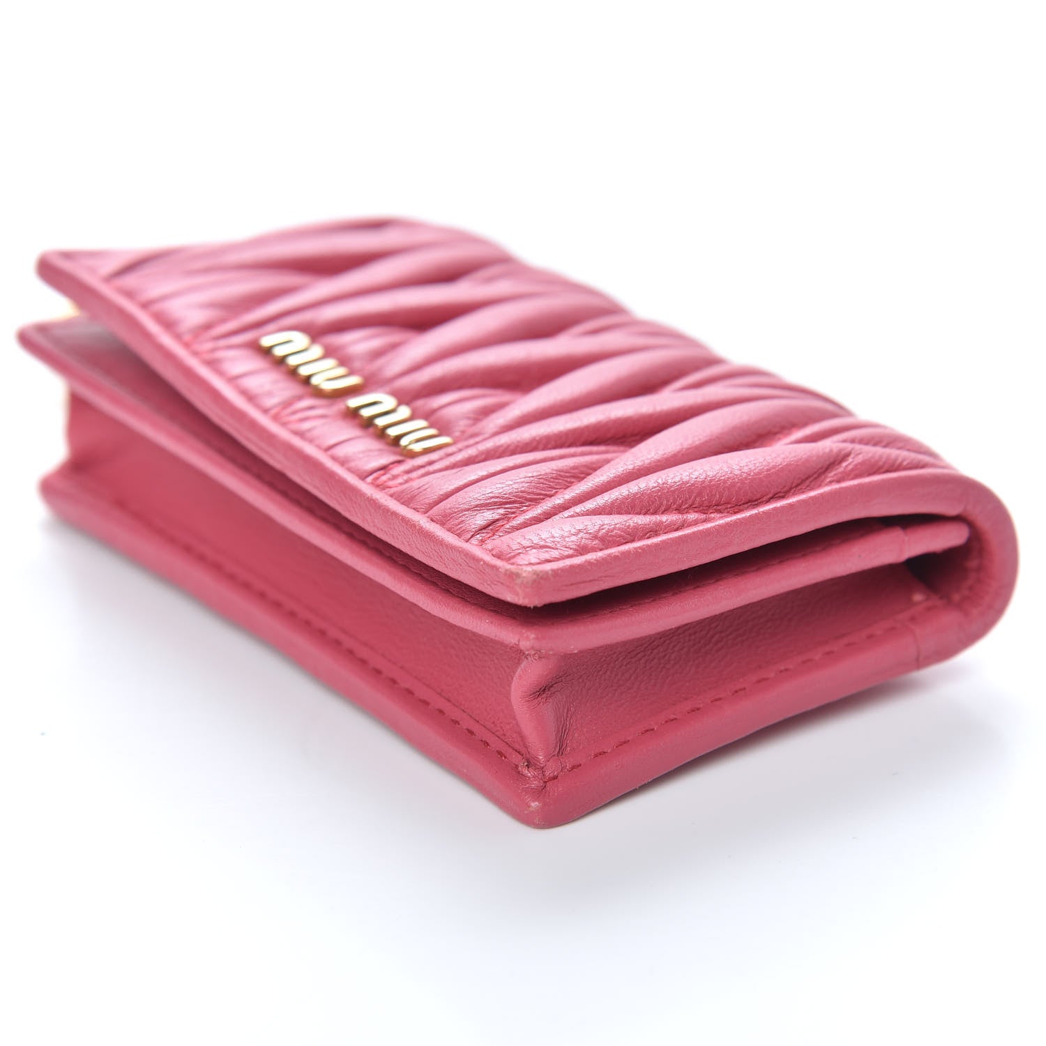 Miu Miu Nappa Matelasse Flap Card Holder Key Ring Peonia 9 of 10