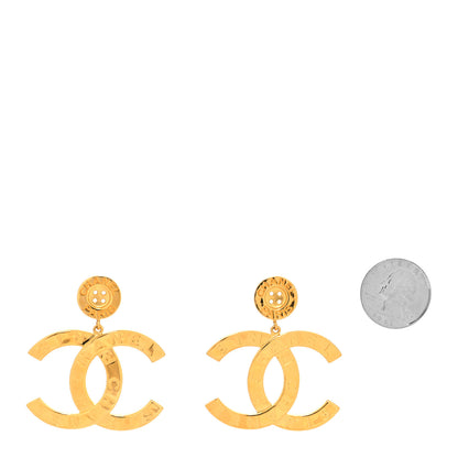 Chanel Metal Large Paris Button Earrings Gold 2 of 4
