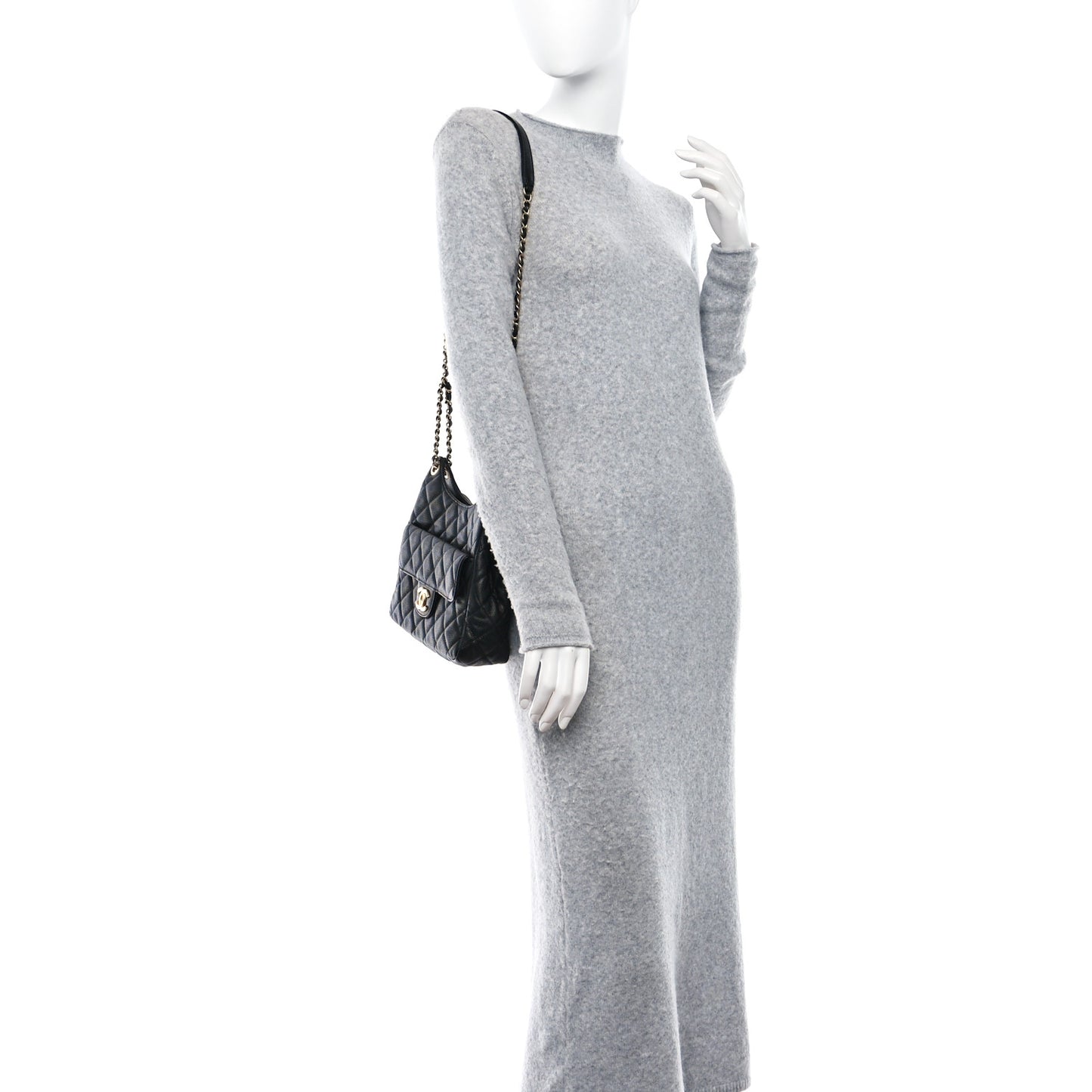 Caviar Quilted Wavy CC Hobo Black