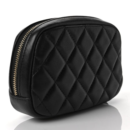 Chanel Lambskin Quilted Small Curvy Pouch Cosmetic Case Black 3 of 10
