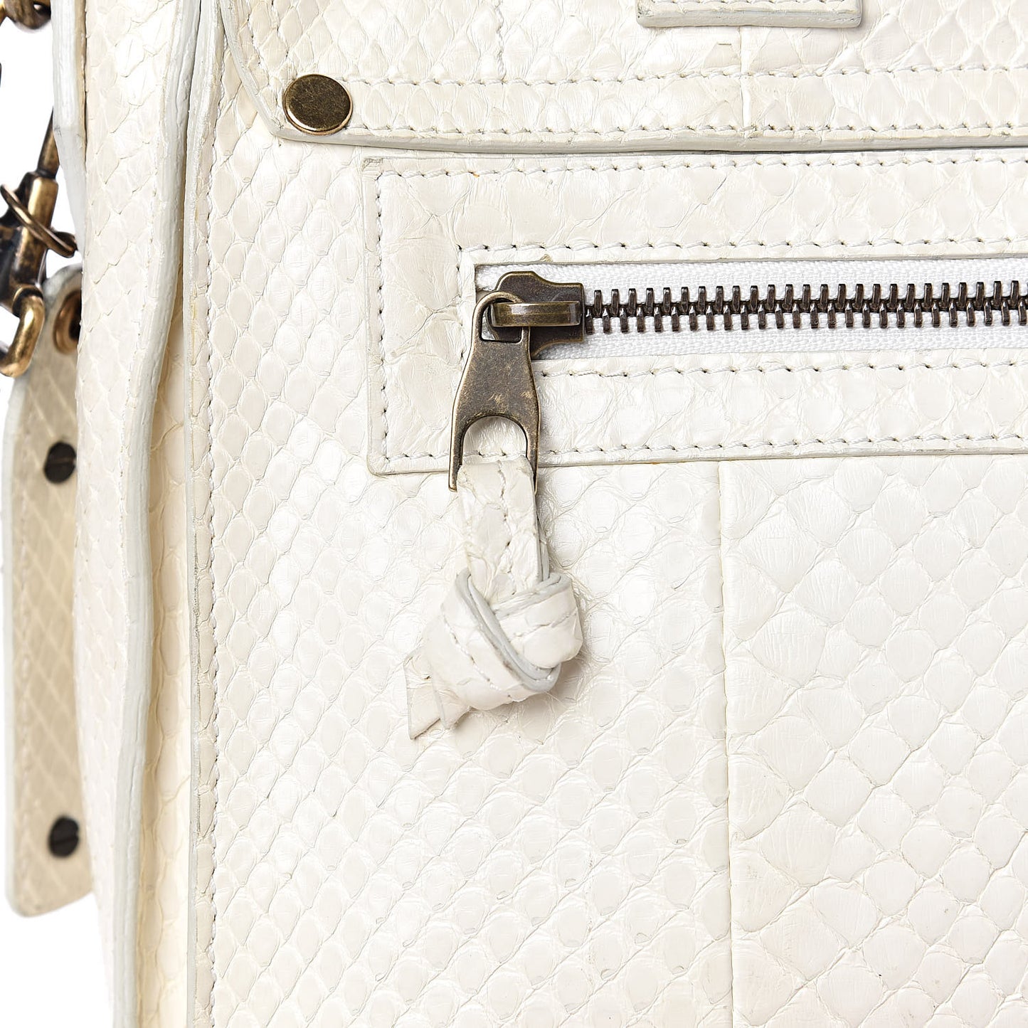 Snakeskin Calfskin Embossed Medium PS1 Satchel White