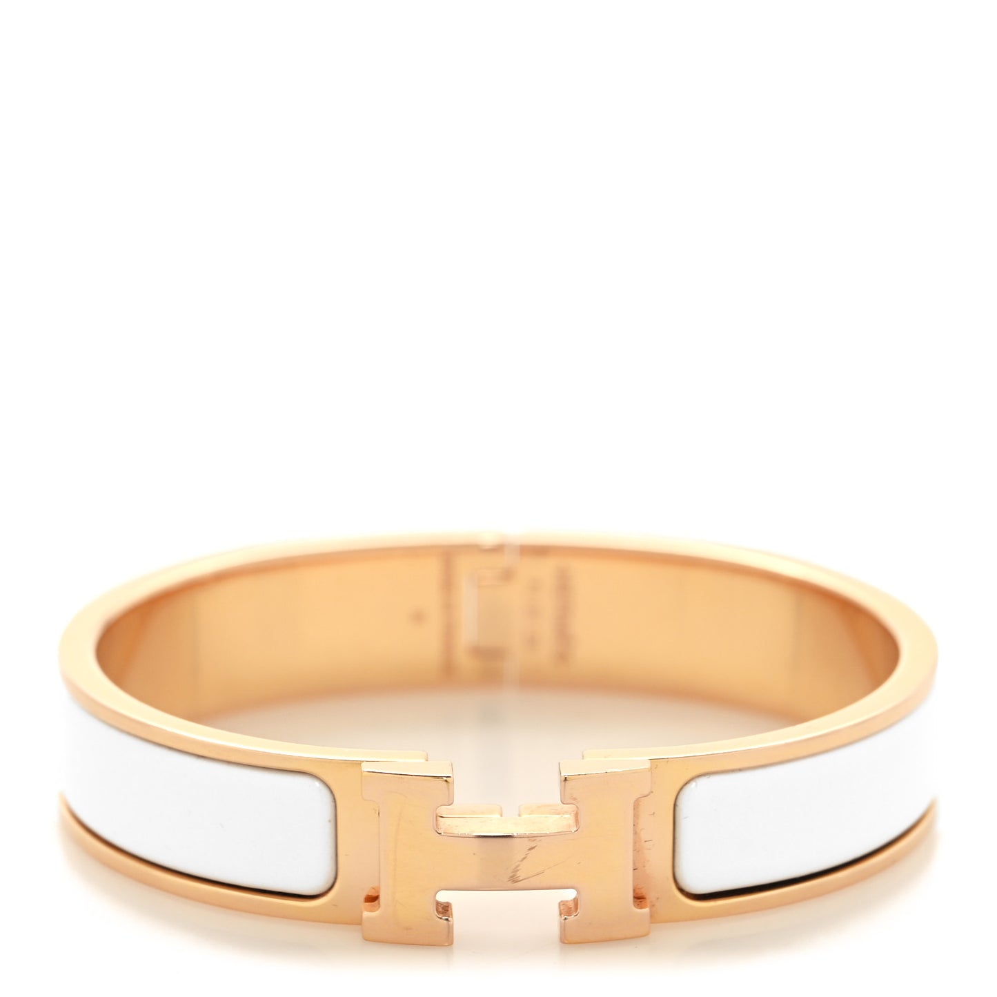 Enamel Narrow Clic Clac H Bracelet PM White