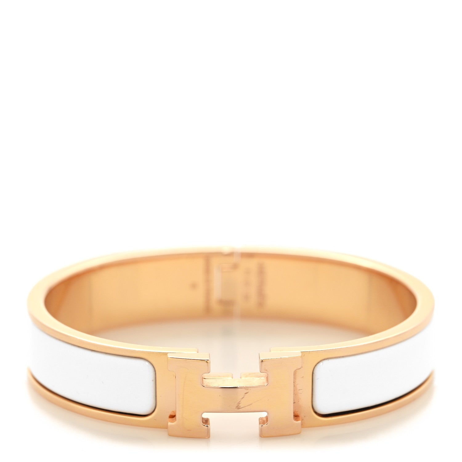 Hermes Enamel Narrow Clic Clac H Bracelet PM White 1 of 5