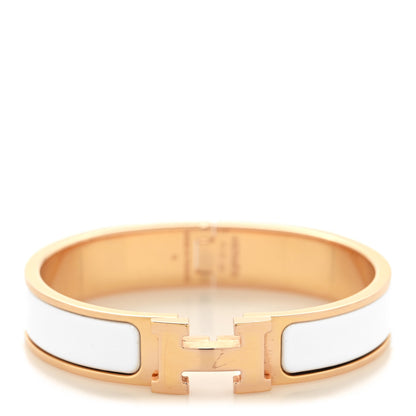 Hermes Enamel Narrow Clic Clac H Bracelet PM White 1 of 5