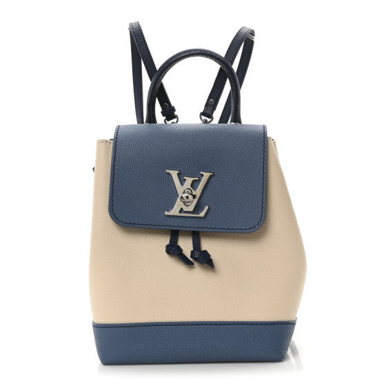 Louis Vuitton Calfskin Lockme Mini Backpack Blue Jean Creme 1 of 1